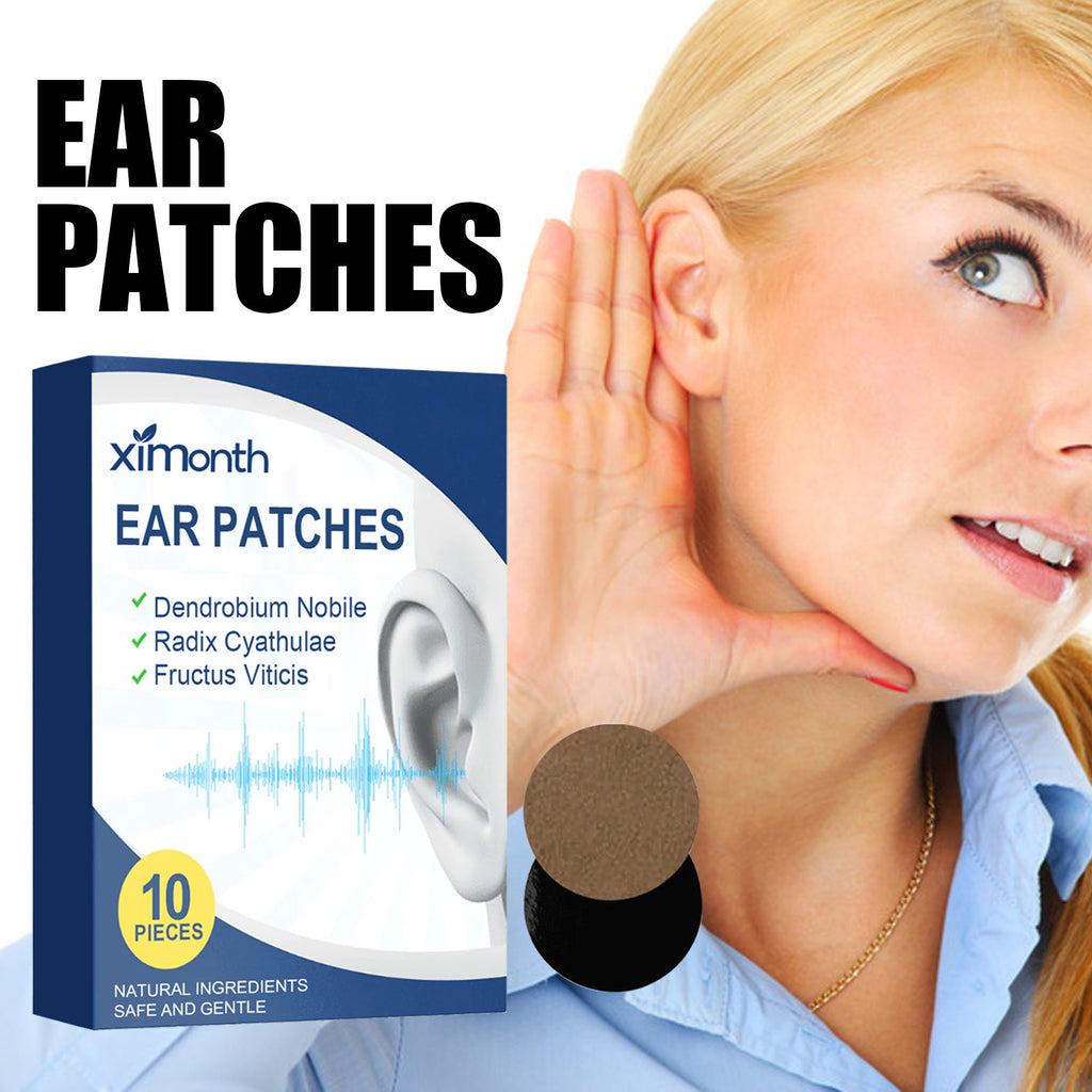 Detalle de los parches adhesivos para el oído. Tinnitus